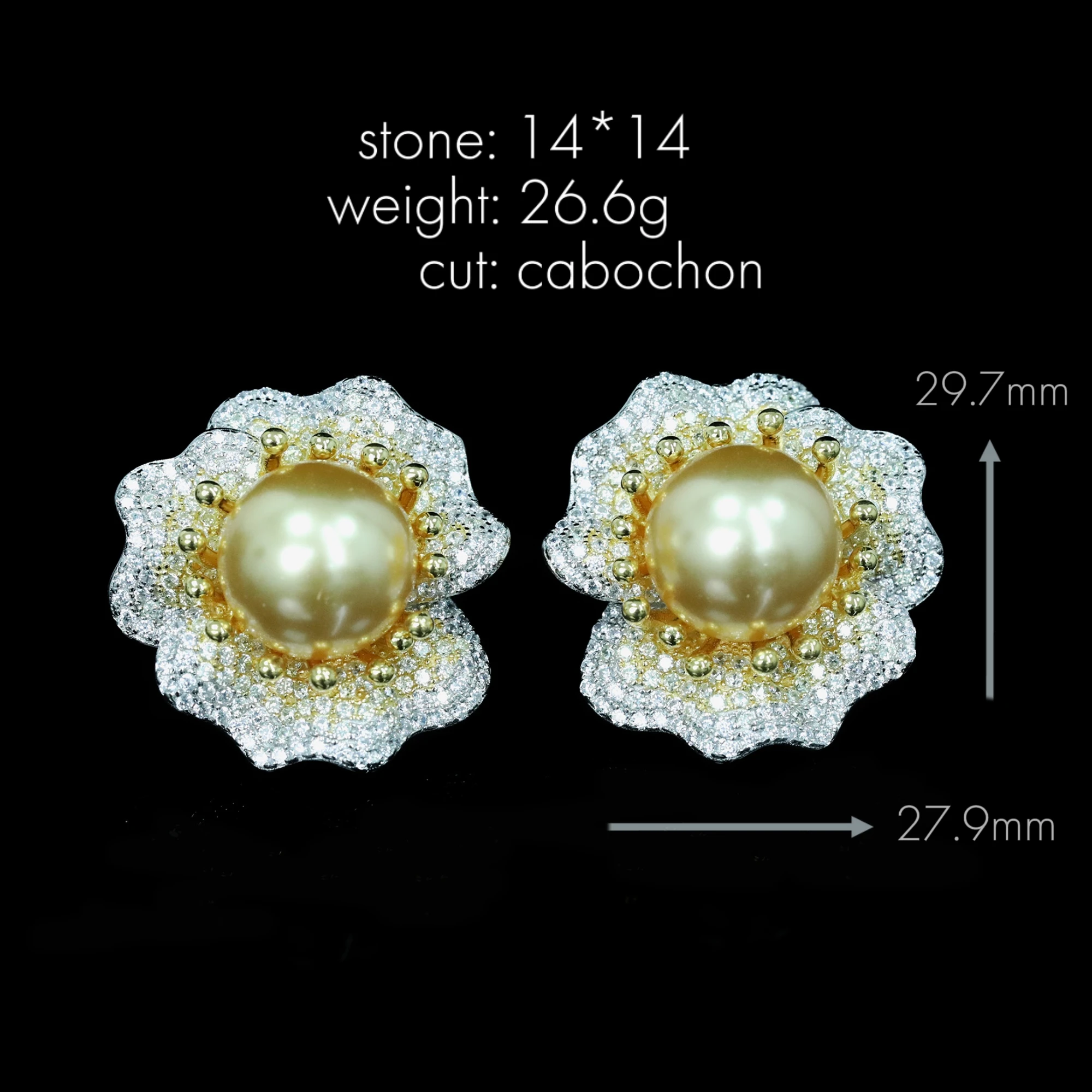 TLS 925 Pure Silver Nanyang Gold Pearl Luxury Fashion Flower Women's Ear Clip Study Earrings Party Boutique Jewelry