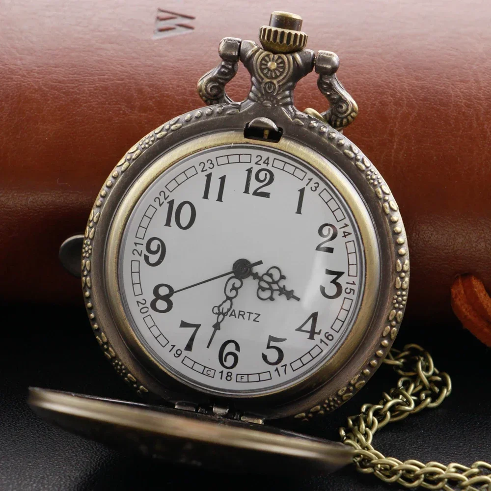 البرونزية النار التنفس الله الوحش نمط سلسلة كوارتز ساعة الجيب الأطفال قلادة قلادة ساعة ساعة رجالية نسائية