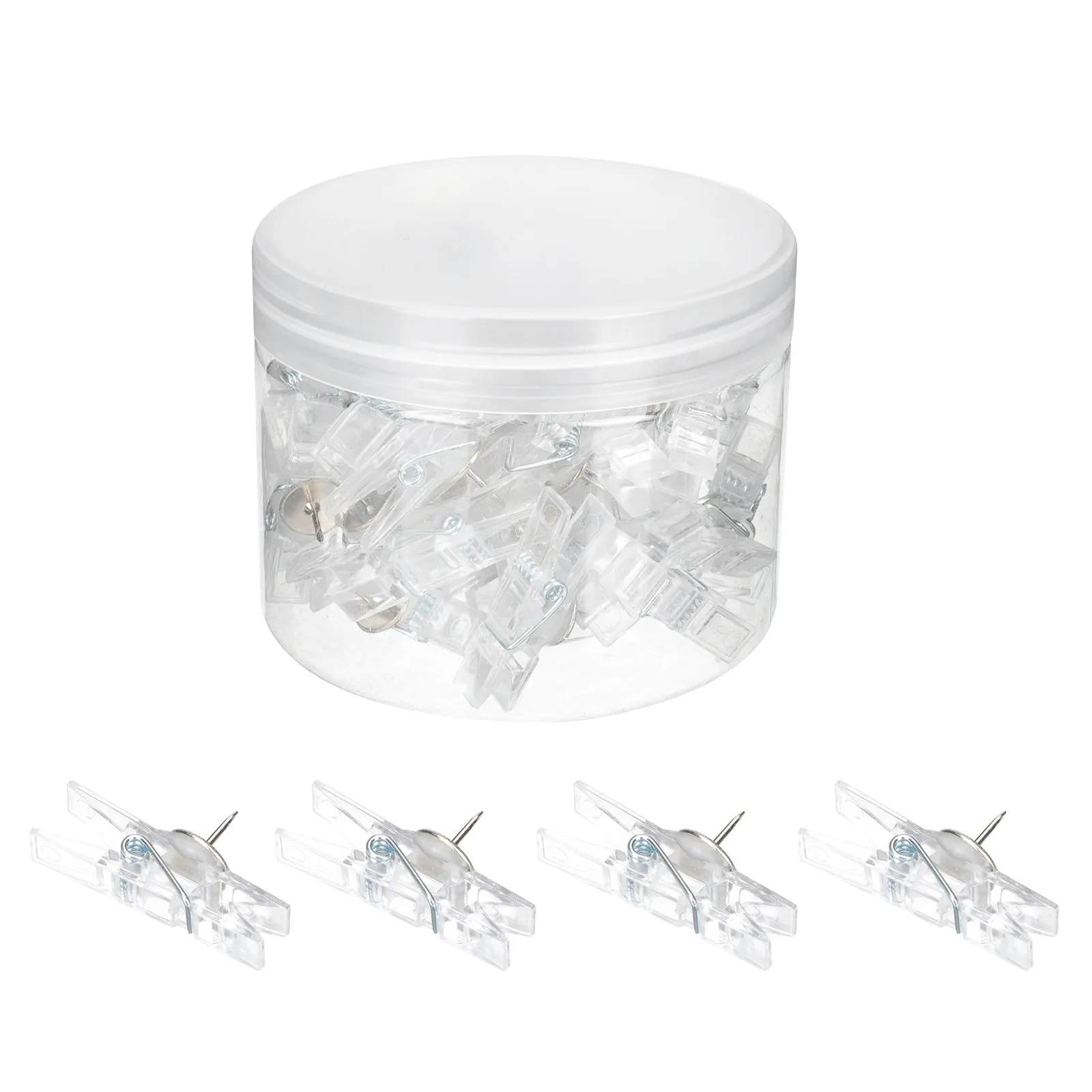 50pcs Transparent Push Pin Clips Multi-Function Reusable Plastic Iron Clamps For Photo Wall Home Office Decoration Picture