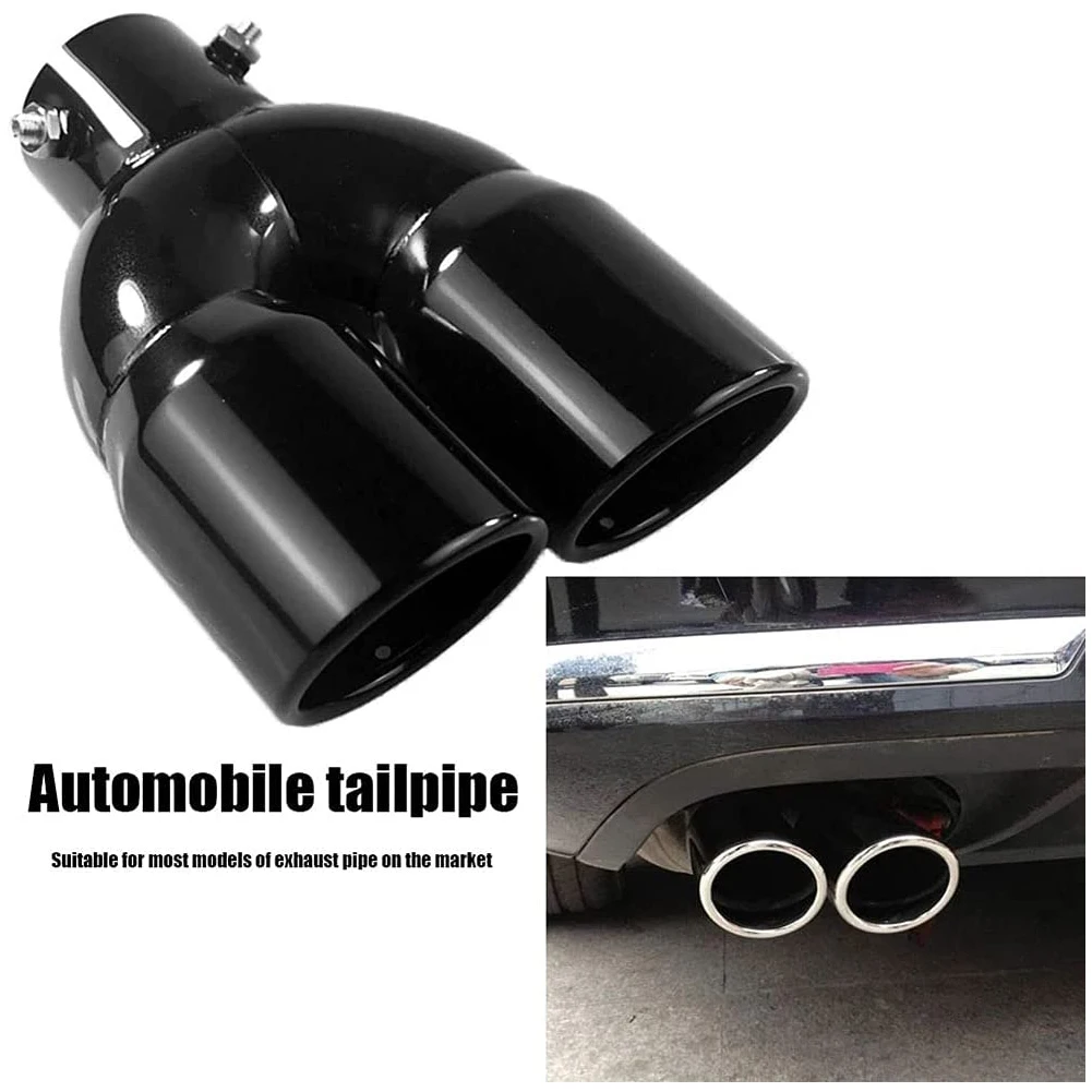 

Car Dual Exhaust Tip Stainless Steel Muffler Tail Pipe 63mm 2.5 Inches Universal Exhaust System End Modified Parts