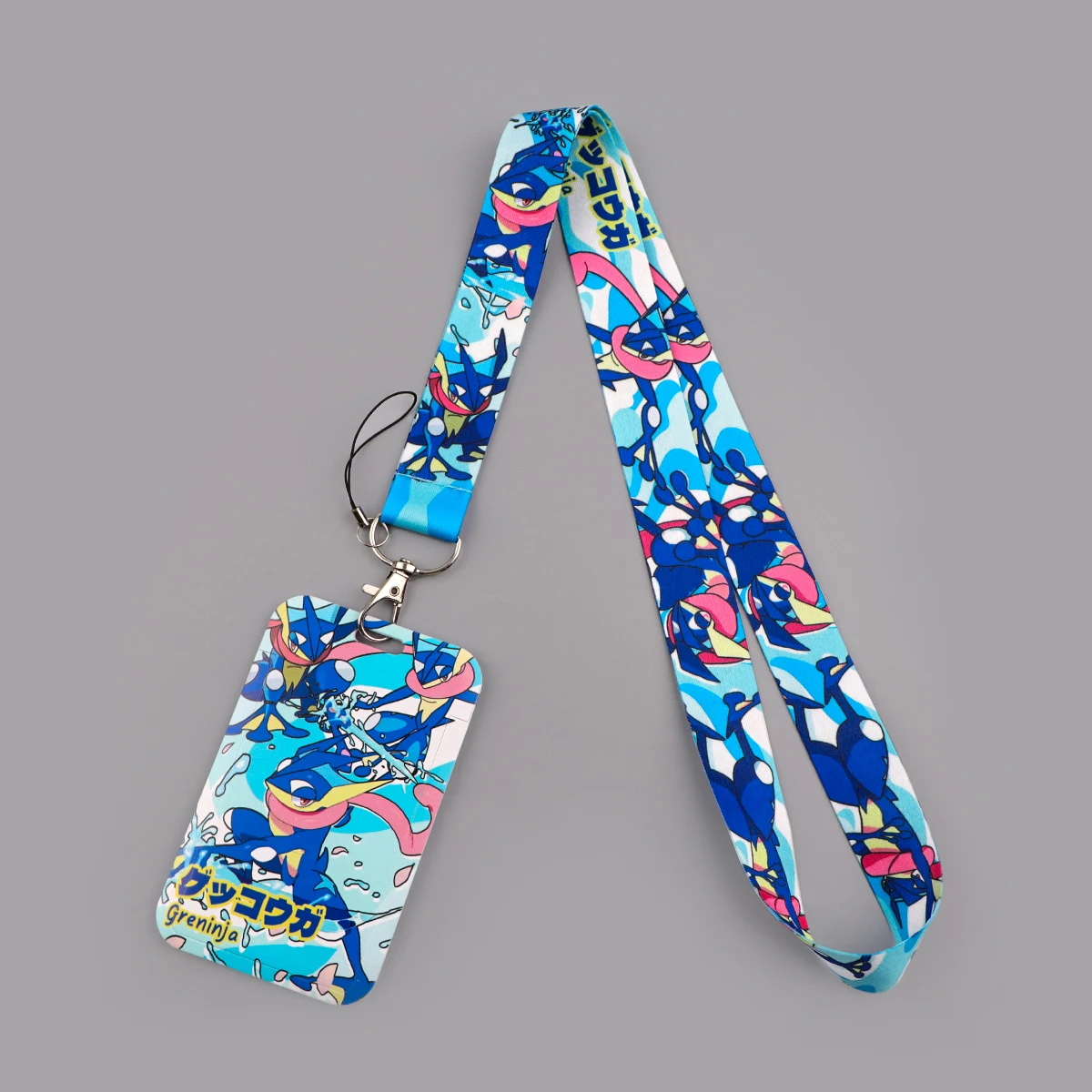 حامل بطاقات العمل اليابانية أنيمي مع حبل طويل وبكرة شارة غطاء حامل بطاقات الائتمان للمرأة حبل الهاتف