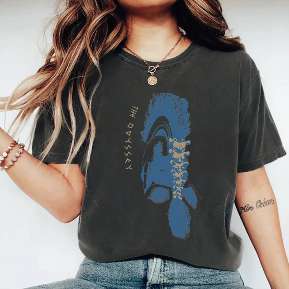 The Odyssey T-shirt Gamemnon Helmet Graphic Tshirt Greek Mythology Tee Movie Inspired Shirt Unisex Short Sleeve Tops Fans Gift