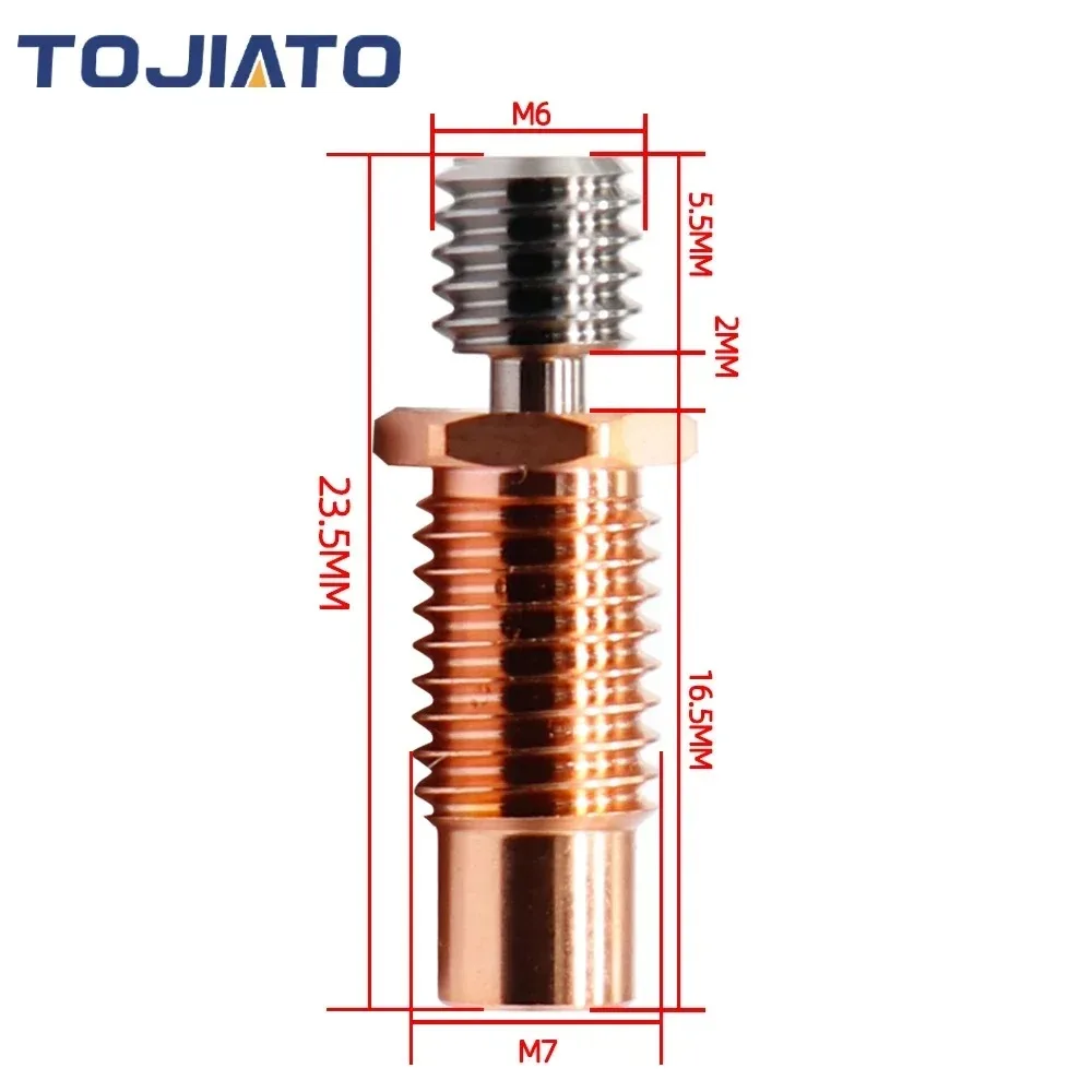 E3D V6 Titanium Legering Koper Bi-metalen Keel Heatbreak Keel Voor HOTEND Heater Blok Voor Ender3 CR10S CR6 SE 3D Printer Onderdelen