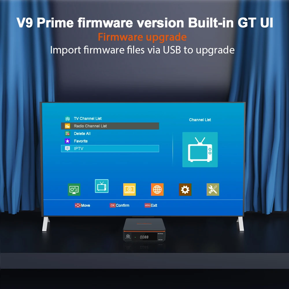 ECAMD V9 프라임 위성 리시버 DVB-S, S2, S2X ACM, 멀티 스트림, T2-MI HEVC main10,GTShare APK내장 2.4G WIFI V9 지지대 Mars