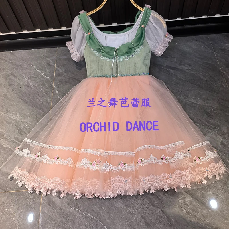 BT2601108 High Quality Custom Size Kids Girls  Ballet Dance Performance Wear Gilsay Pink Long Romantic Tutu Dress