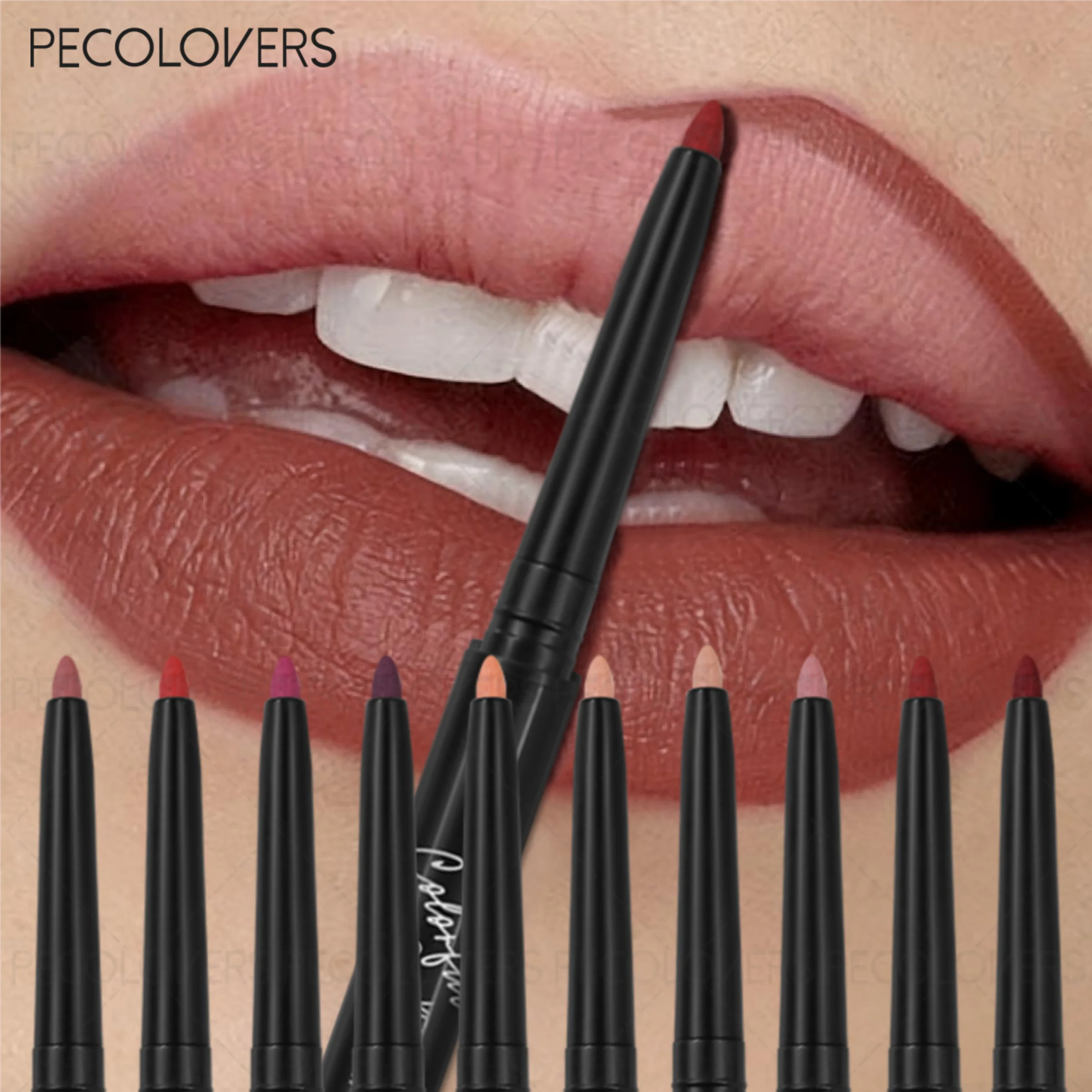 Matter Lipliner, Natürlicher Lippenstift-Stift für Alle Hauttypen, Präzise Definition der Lippenlinien, Nude Pink Beige Rote Töne, Tägliches Make-up