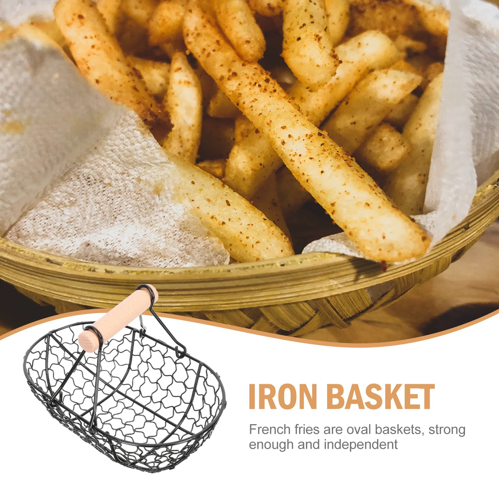 

1Pcs Fruit Storage Basket Premium Iron Oval Shape Multi-Function Serving Tray for Snacks French Fries Food Storage