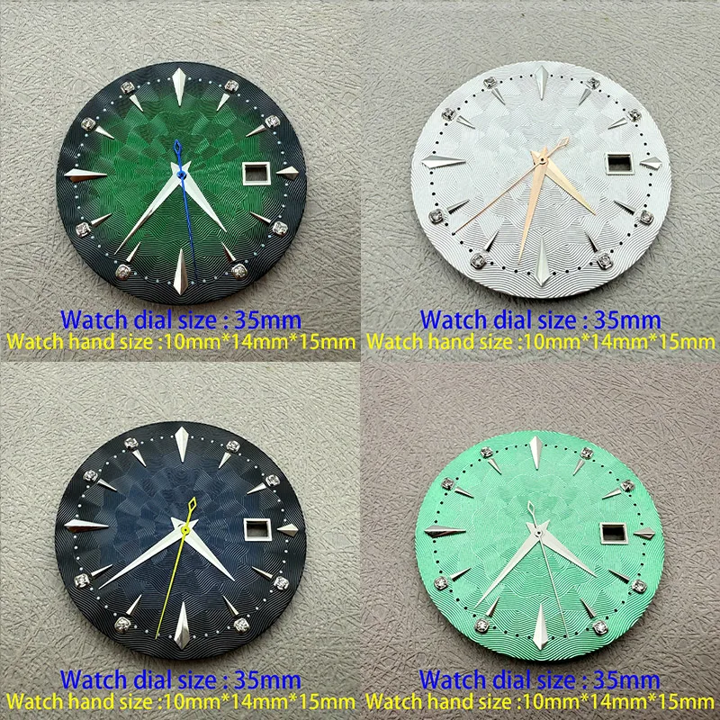 Customized 35mm Watch Dial Multicolor Texture Face Date Window Fit NH35 NH36 Movements Sword Hands Set Wristwatch Mod Parts