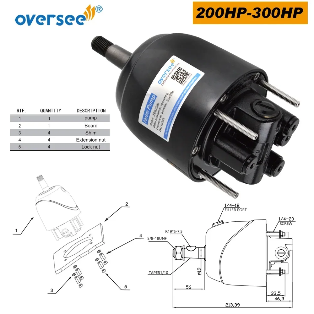 300HP Boat Hydraulic Steering Cylinder Replaces For Yamaha Mercury BayStar Teleflex Marine Outboard Steering Boat Accessories