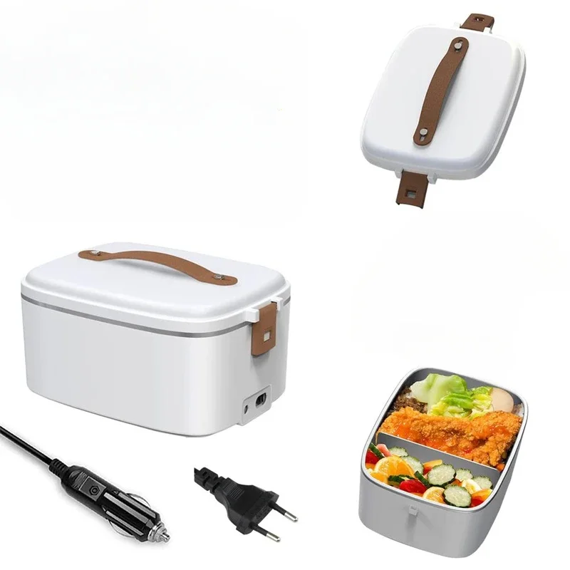 

12V/220V/110V Portable Heated Lunch Box 1.8L Large Capacity 304 Stainless Steel Electric Bento Box For Home Office Car