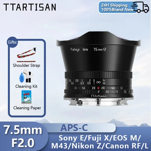 TTArtisan 7,5mm F2 APS-C lente ojo de pez gran angular de enfoque Manual para Nikon Z/Sony E/Canon EOS R/Fuji X/Leica L/Canon EOS M/M43 M50