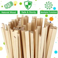 10pcs Wooden Sticks, Wide Flat Sticks, Wooden Paint Sticks Wood Strips for Craft Projects 2