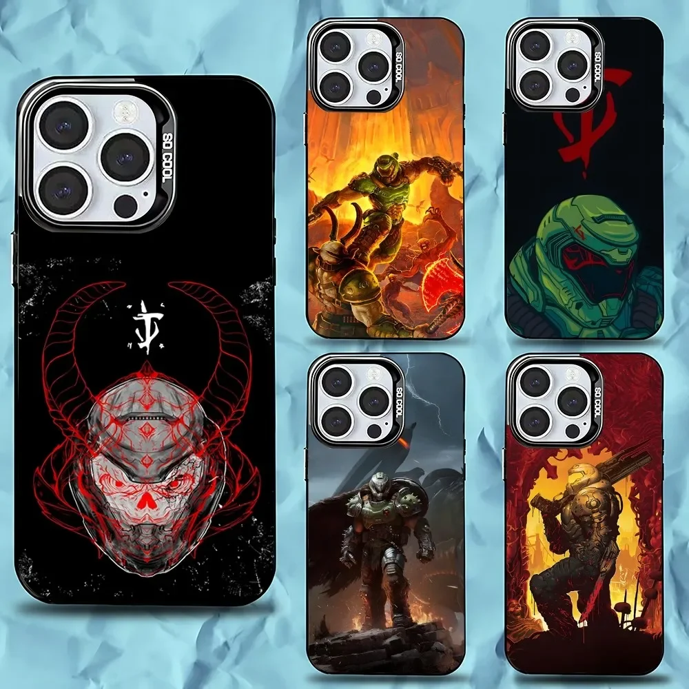 

D-DoomS Game Eternal Slayer Phone Case For iPhone 16,15,14,13,12,11,Pro,Max,Plus,Mini,XS,SE Anti Fall Black Matte Hard Bumper