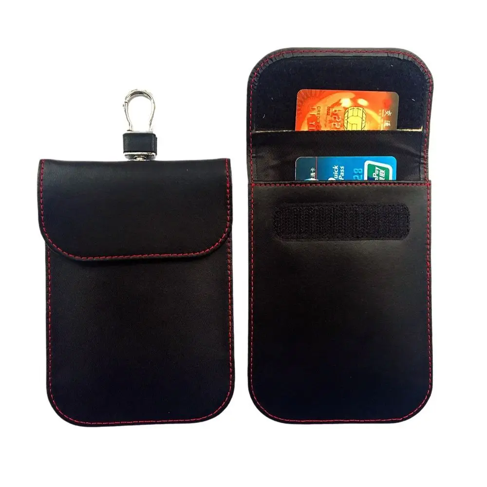 Genuine Leather RFID Blocking Car Keys Case Zipper Closure Coin Purse Anti-Theft Key Protector Versatile Storage Retro