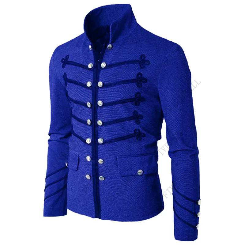 Adult Man Purim Victorian Gothic Style Jacket Zipper Christian Medieval Knight Coat Solid Middle Ages Male Carnival Cos Blazer