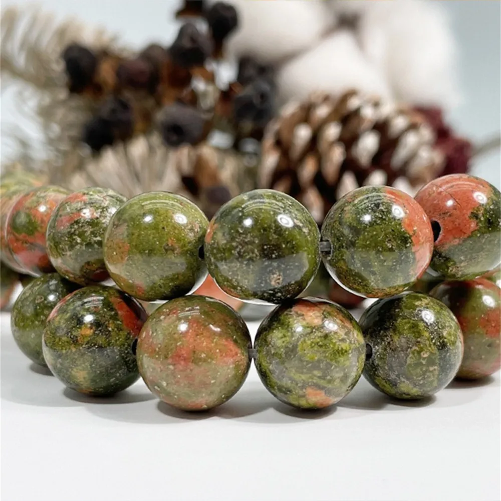 Natural Stone Flower Greenstone Jades Loose Beads 4 6 8 10 12mm for Jewelry Making DIY Necklace Bracelet Women's Earrings