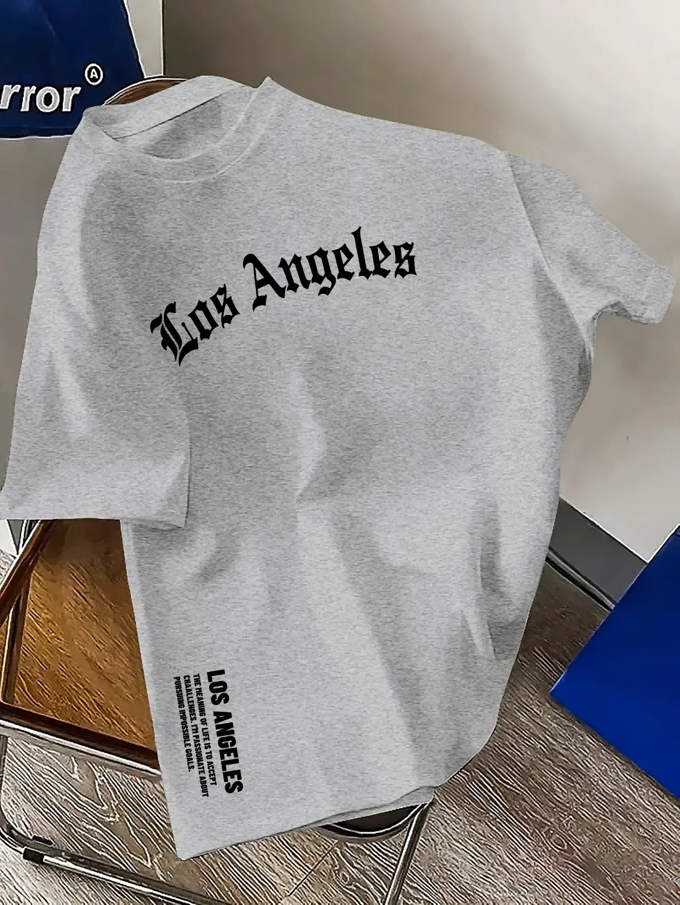 Summer luxury streetwear brand 100% pure cotton fashion Los Angeles letter print T-shirt, loose and fashionable casual T-shirt image 3