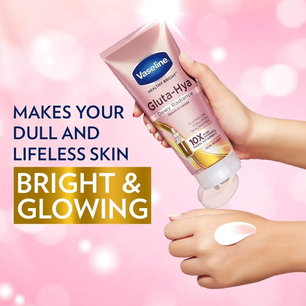 300ml Vaseline Gluta-Hya Dewy Radiance, Serum-In-Lotion, Boosted With GlutaGlow, for Visibly Brighter Skin from 1st Use