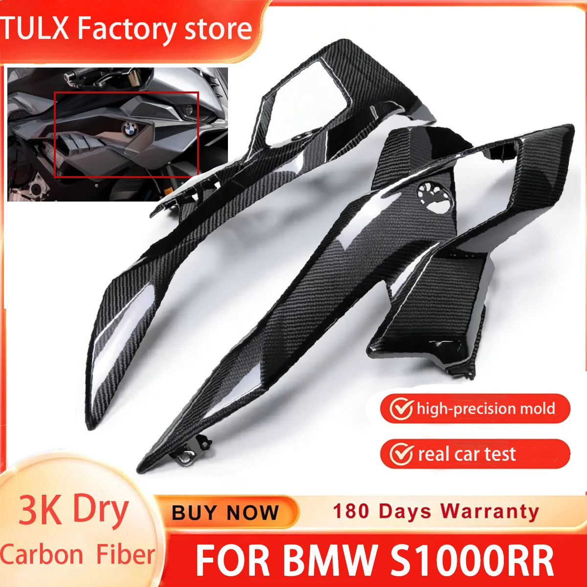 

3K Dry Carbon Fiber Side Panels with Winglets Side Fairing For BMW S1000RR S1000 RR 2025 Motorcycle Accessories