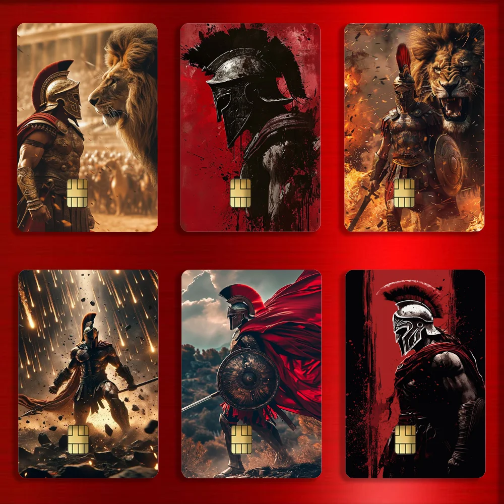 Spartan Stickers For Debit Bank Credit Cards Metro Bus Pass Sticker Decoration Cover 4PCS Card Skin
