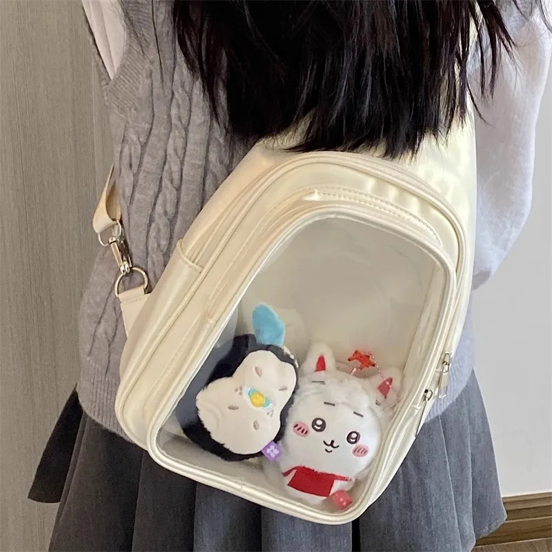 JIAERDI Anime Ita Bag Fits 20cm Doll Women Leather Spacious Backpack Ladies Multifunctional Transparent Crossbody Purse 2025 New