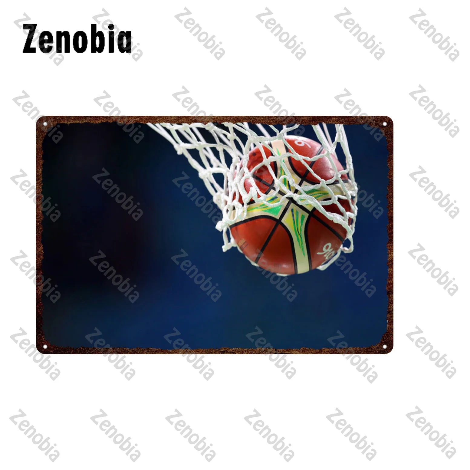 Basketball Metal Plate Shoot A Basket Basketball In The Sea Metal Sign Tin Sign Decorative Vintage Plaque Plate Bar Pub Decor