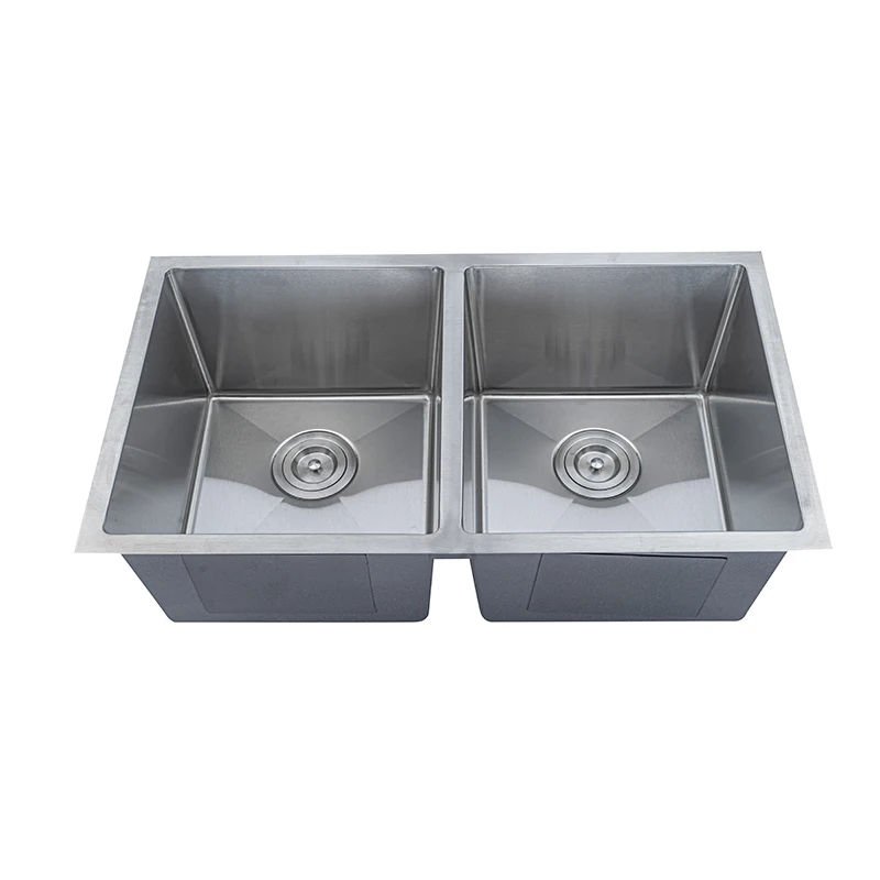Hm 32 Inch  Kitchen Sink Sanitary Ware Wash Basin Undermount 50/50 Luxury Double Bowl Stainless Steel Kitchen Sink