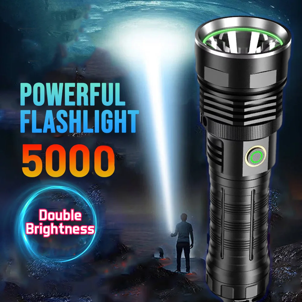 Powerful ST40 LED Light Cup Flashlights Fixed Focus Long Range Waterproof Tactical Flash Light USB Rechargeable Camping Torch
