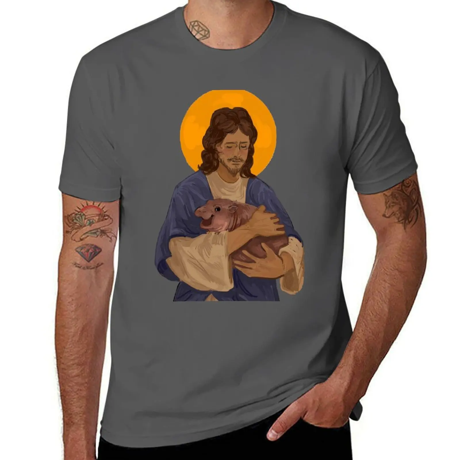 

Hippo Moo - Bouncy Loves Baby Pig Jesus Cute Deng T-Shirt Quick Dry Training Short Sleeve Tee