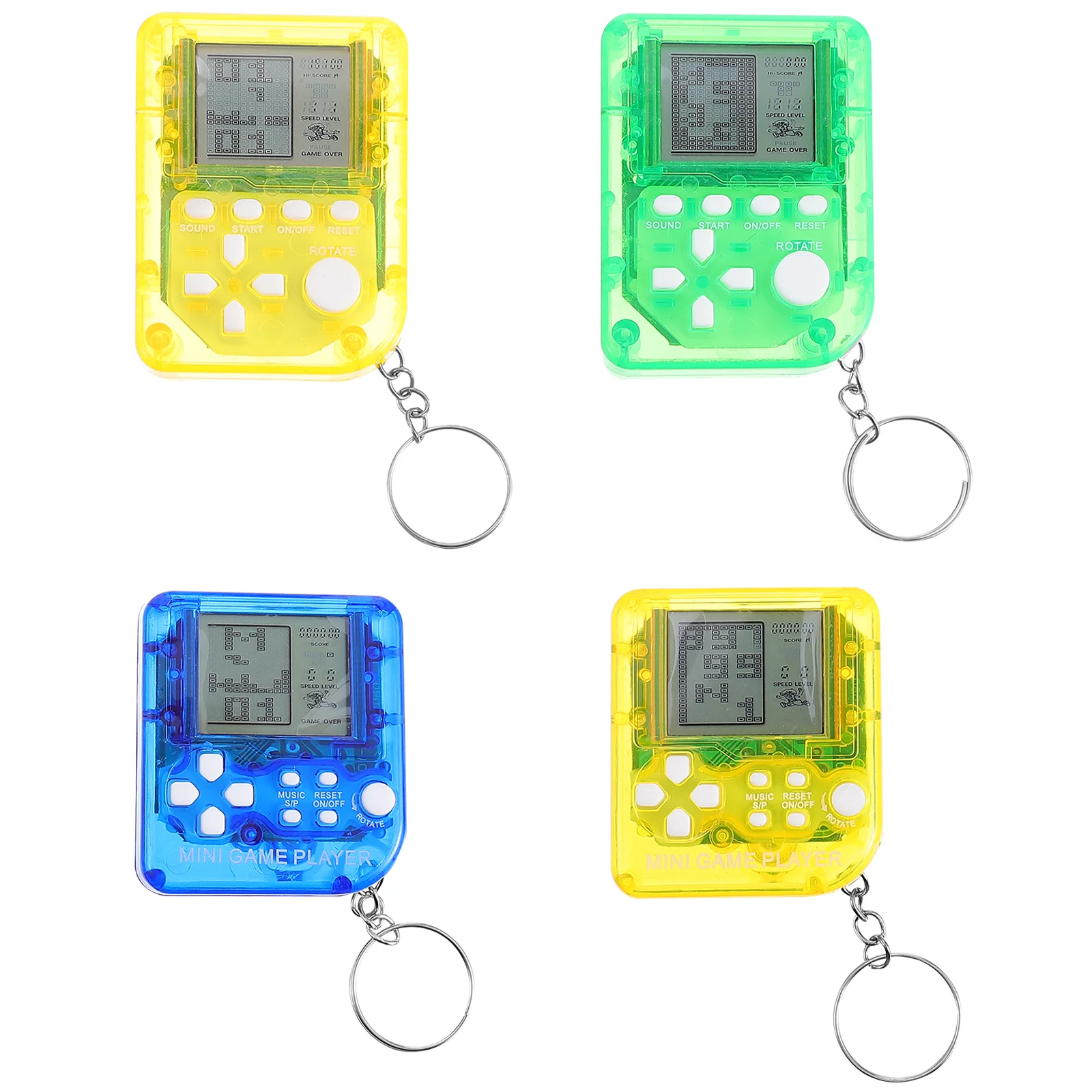 

4 Pcs Hand-held Gaming Device Game Keychain Gift Building Blocks Button Holder Child Keychains