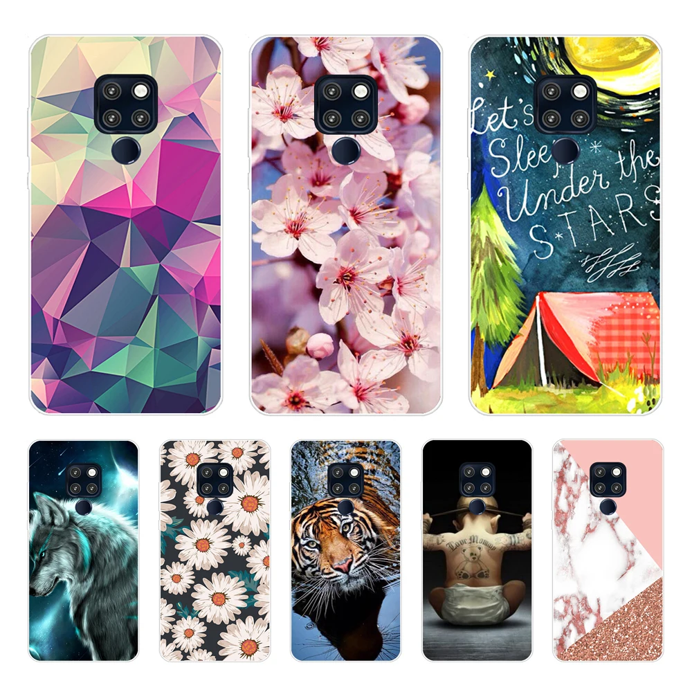 Cases For Huawei Mate 20 20 pro Transparent Silicone Phone For Huawei Mate 20 X back Cover Coque Capa for mate20 Cat flower