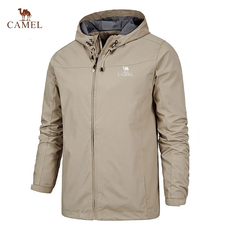 2024 CAMEL New Men\'s Spring, Fall and Winter Blazer Windproof and Waterproof hooded Sprint Shirt