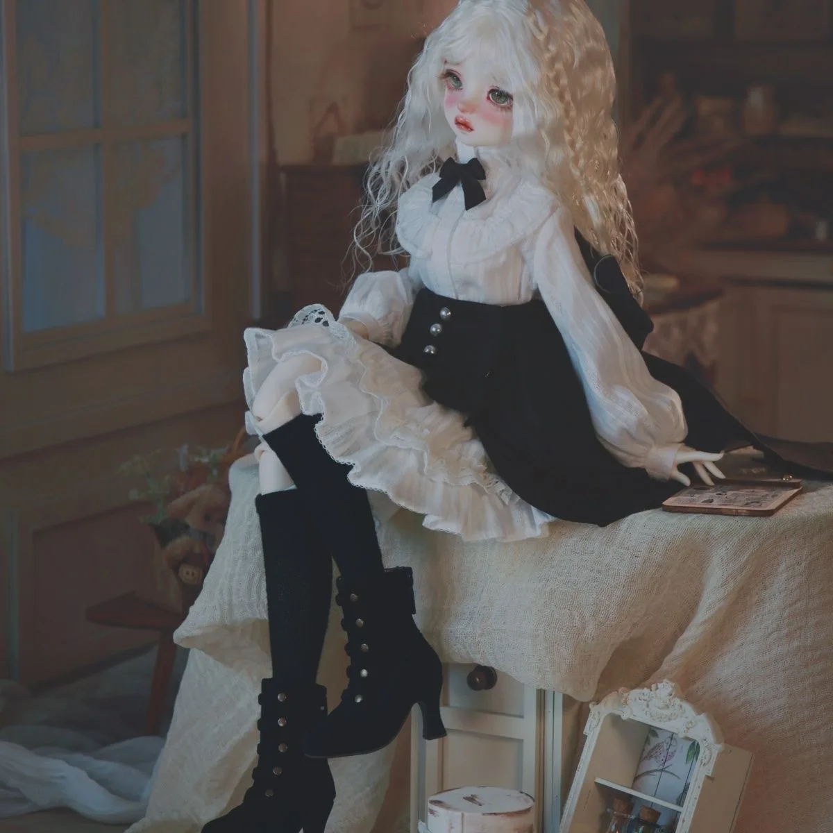BJD doll clothes suitable for 1/4 size mddmsd Cute  cute maid clothing set doll accessories (8 points)