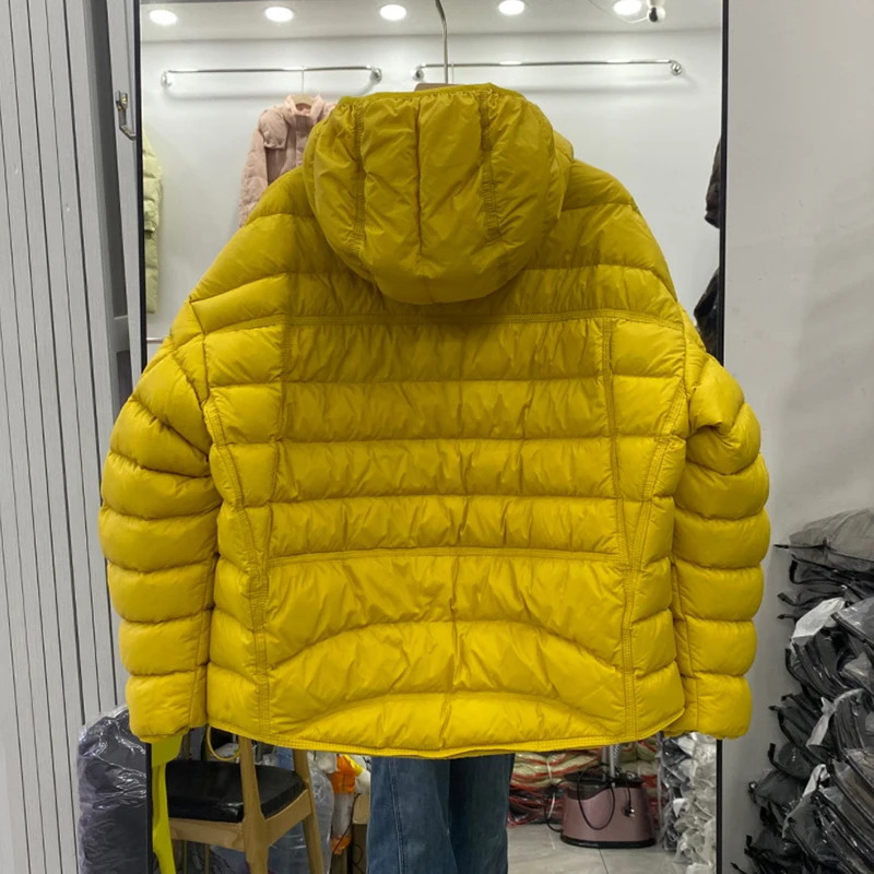 Winter Lightweight White Duck Down Quilted Outwears Women Hooded Spare Ribs Down Jacket Female Double Zipper Warm Parker Jacket