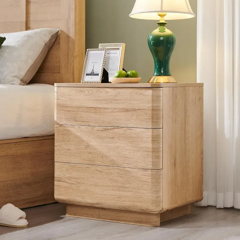 for Nordic Style Modern Simple Bedside Table with US Standard Socket 3 Elastic Drawer Design Factory Customized Hot Selling