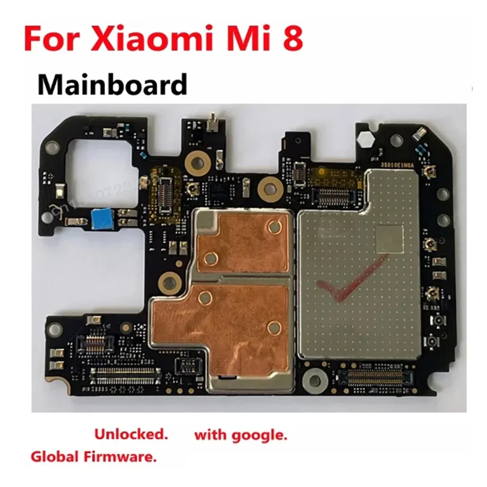 Good Working Unlock Mainboard For Xiaomi Mi 8 Mi8 M1803E1A Motherboard Circuits Card Fee Main Board Full Chips Flex Cable Plate