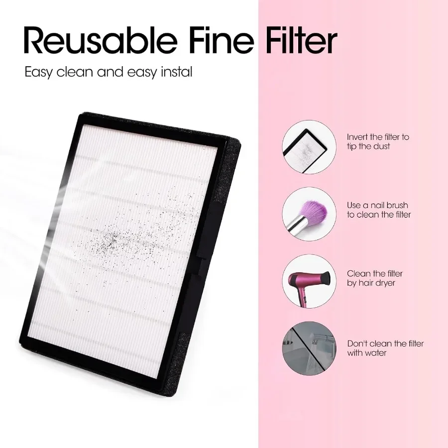 Collecteur de poussière d'ongles avec filtre réutilisable, aspirateur professionnel 60w pour ongles en acrylique, aspirateur de poussière d'ongles à faible bruit