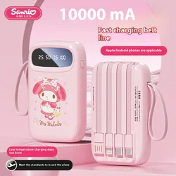 New Sanrio Power Bank 10000mah Fast Charging Large Capacity Built-In Cable Ultra-Thin Portable Can Illuminable Power Bank Gift