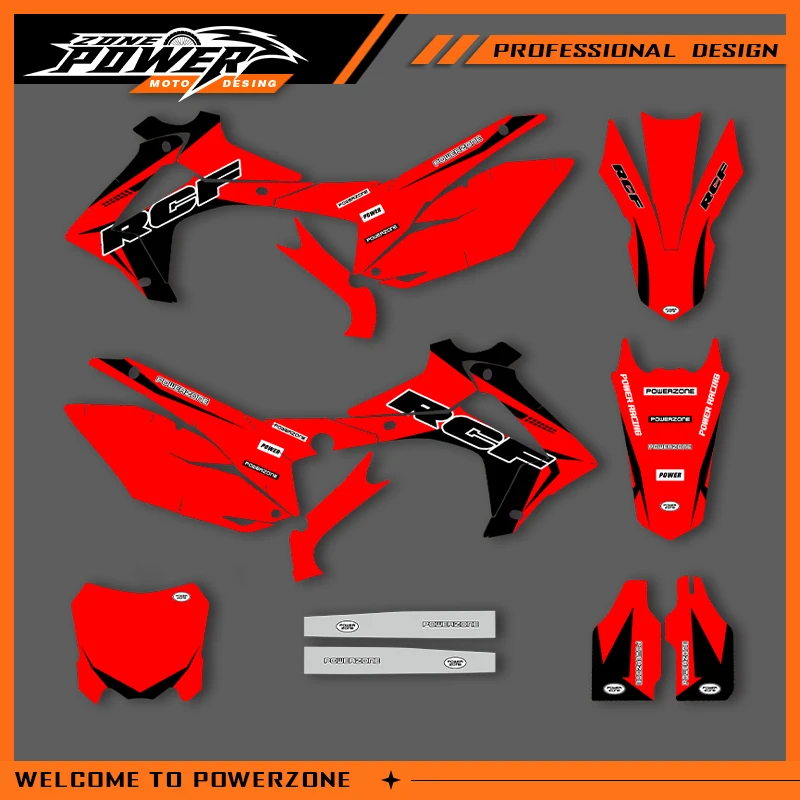 

POWERZONE Мотокросс команда графический фон наклейки наборы наклеек для HONDA 2014-2017 CRF250R 2013-2016 CRF450R индивидуальный 02