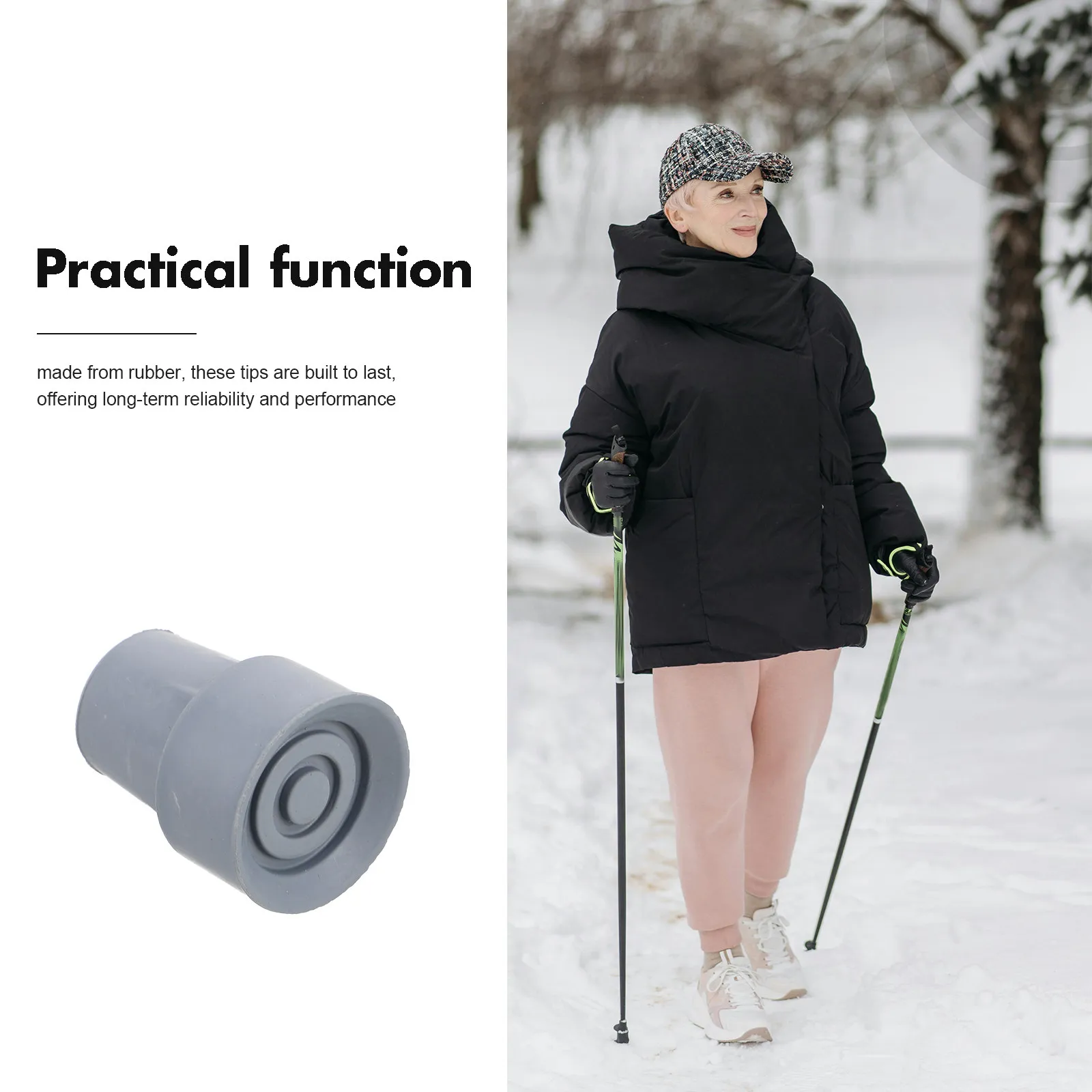 Universal Fit Non-Slip Rubber Cane Bottom Tips for Walking Sticks Trekking Poles Hiking Poles Crutches Walker Feet Replacement