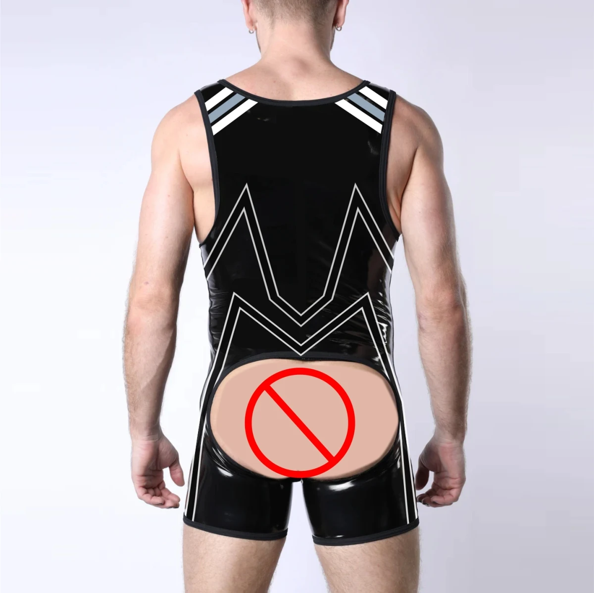 New Hollow Chap Singlet Pup Tron Mens Body Suit Hole Skinsuit One-Piece Sleeveless RT SexyMan Fun Clothing image 2