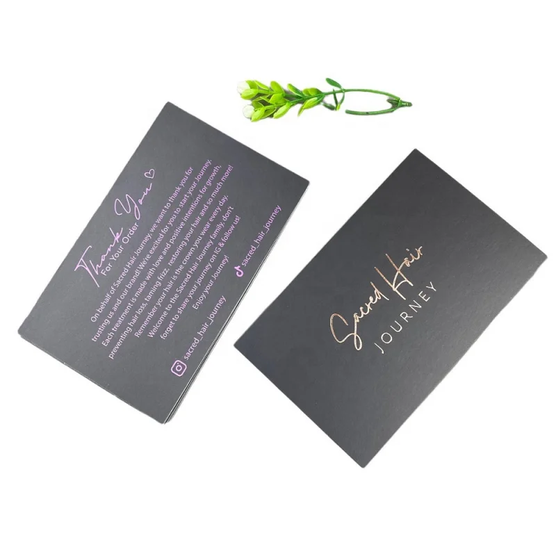 

Custom 100pcs Printing Luxury Rose Gold Foil Hot Stamp Business Coated Paper Thank You Cards