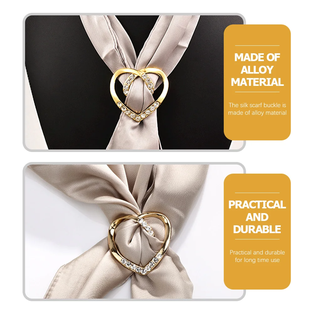 2 قطعة وشاح حريري حلقة كليب تي شيرت كليب مشبك الملابس حلقة التفاف حامل سترة فستان دبوس السحابة سبيكة الإكسسوارات