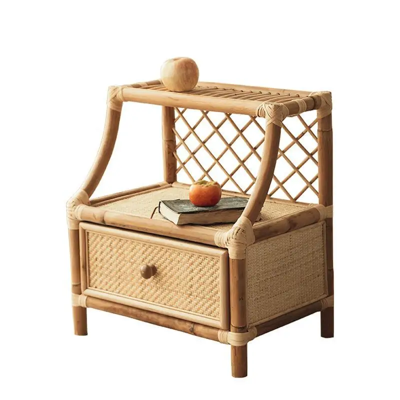 

Rattan children's bedside table, Nordic style Internet celebrity simple tatami free installation storage cabinet