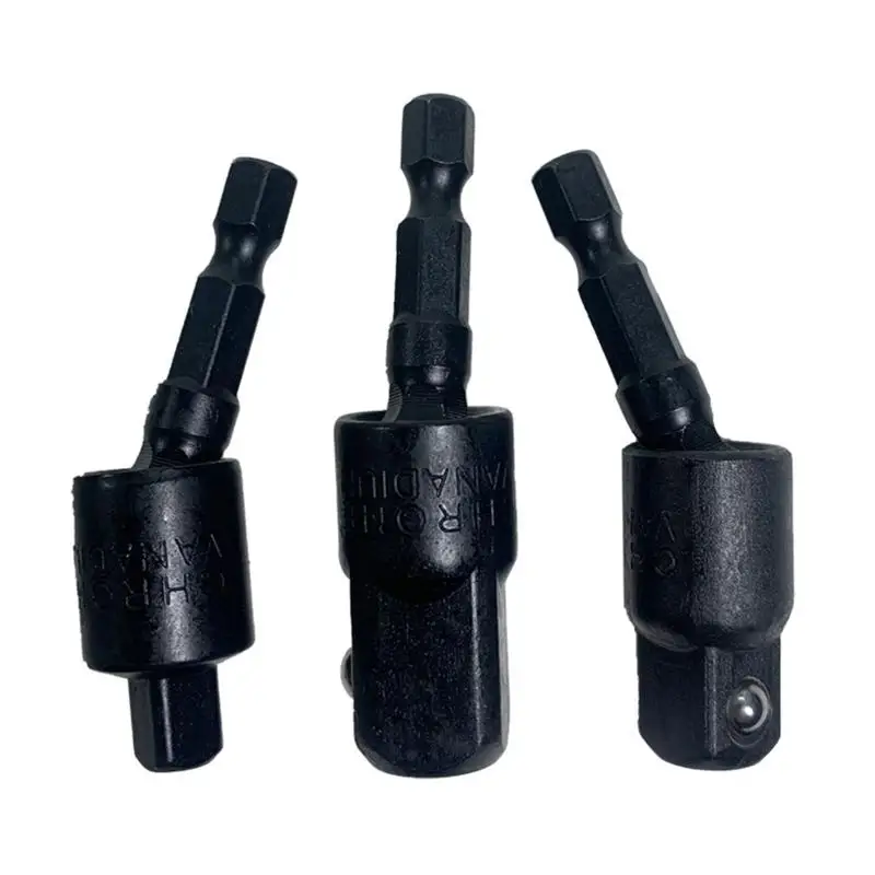 ข้อต่ออเนกประสงค์แบบหกเหลี่ยมเป็นสี่เหลี่ยม สำหรับหัวสว่าน 360 องศา ขนาด 1/4" 3/8" 1/2"