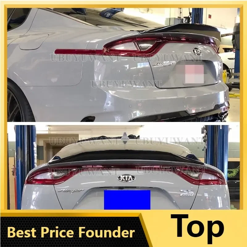 Use for KIA K8 Stinger Spoiler Real Glossy Carbon Fiber Rear Wing R Style Sport Accessories Body Kit Stinger Rear Spoiler 14-19