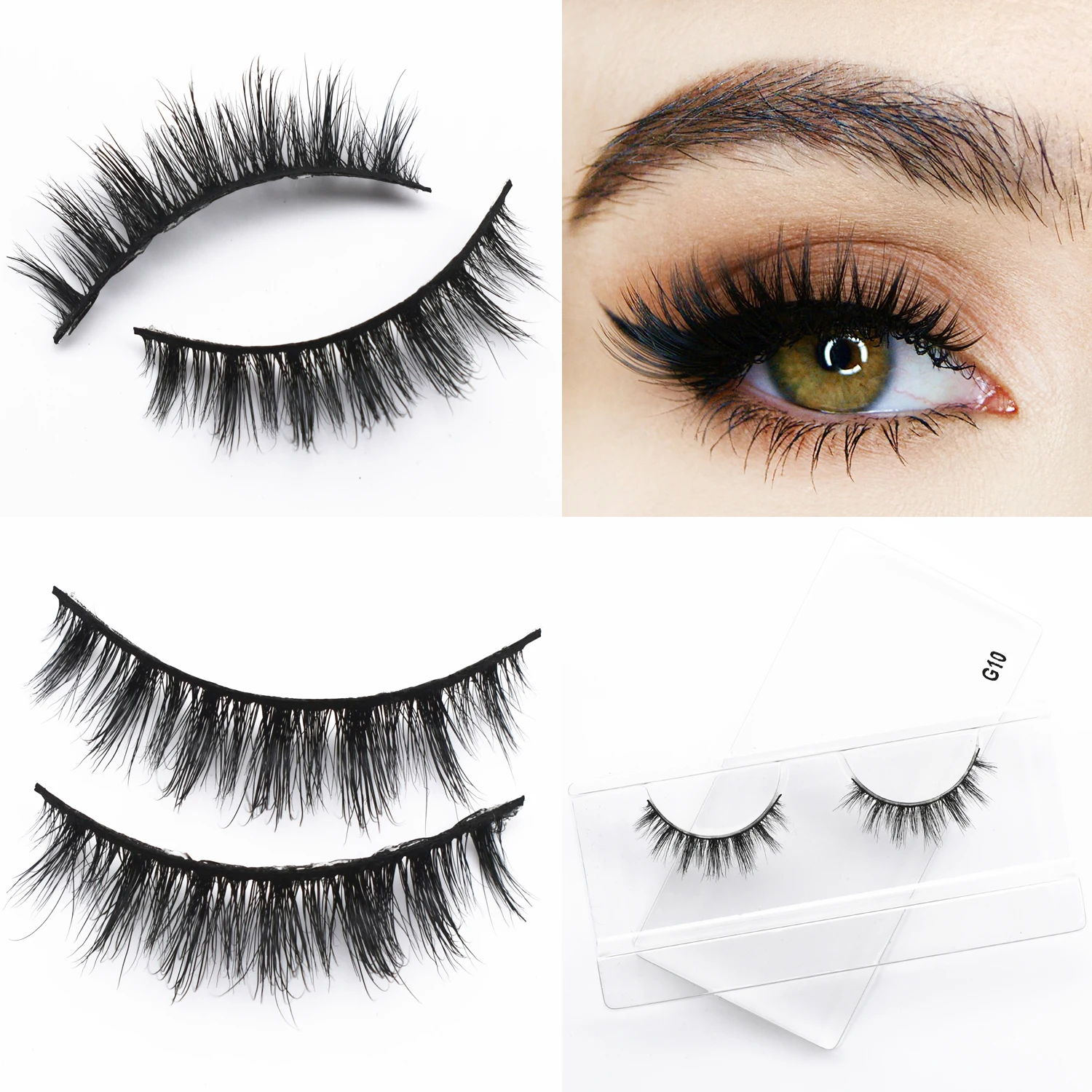 G10 Mink Lashes 13mm Mink Eyelashes 3D Mink False Eyelash Makeup Eyelashes Extension Round Lashes Reusable Short Fake Eyelashes