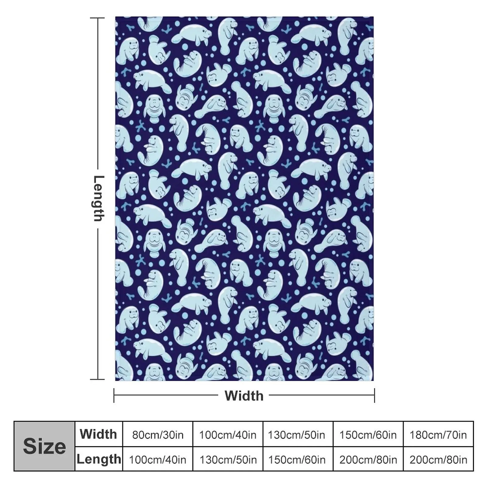 Cute Manatee Pattern - Blue Underwater Pattern Throw Blanket Single Blanket Fashion Sofa Blankets Luxury Designer Blanket