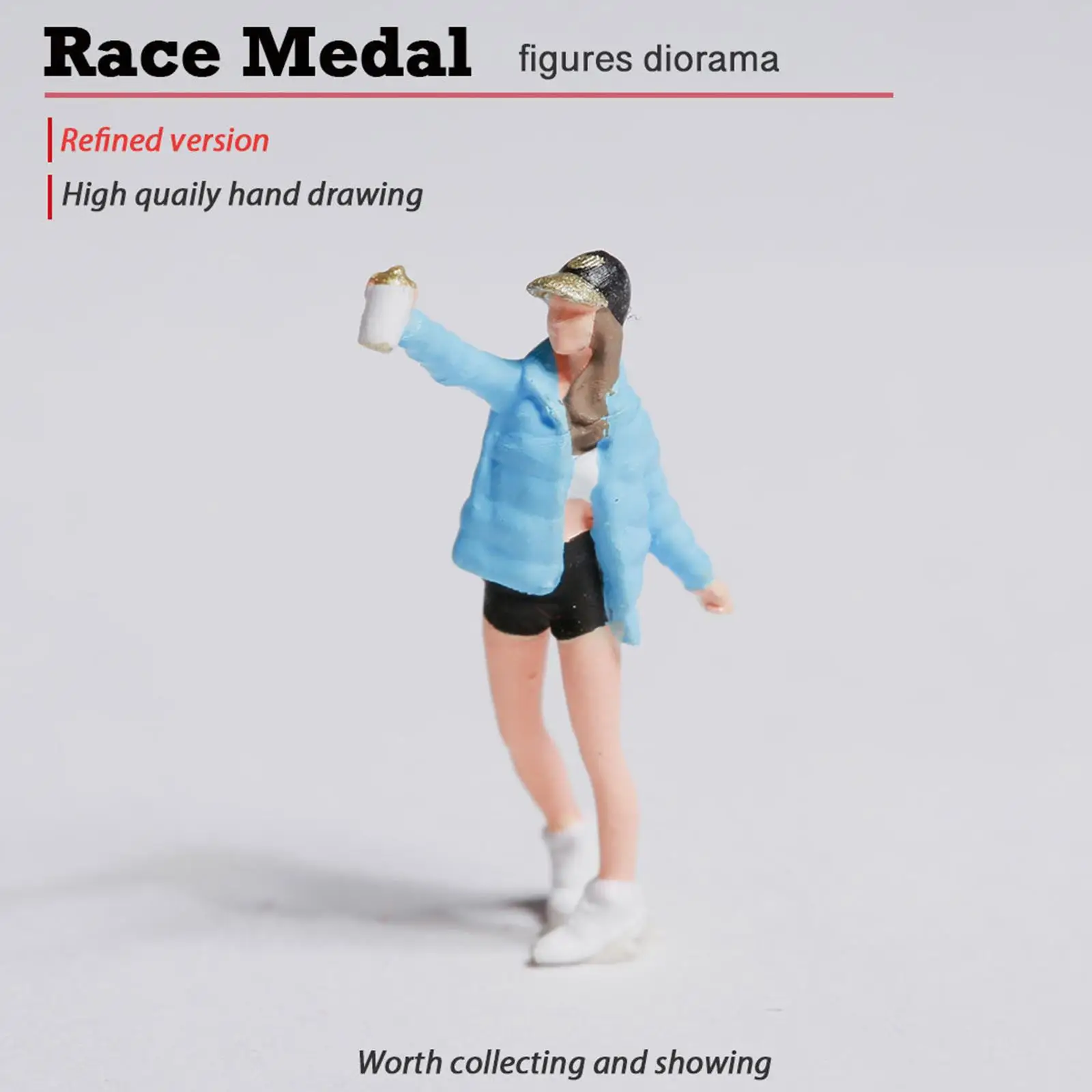 HO Scale 1 87 Resin Painted Figure Miniature for Train Layout Diorama Scenery Decor Blue White Vintage Style Tiny Model Person