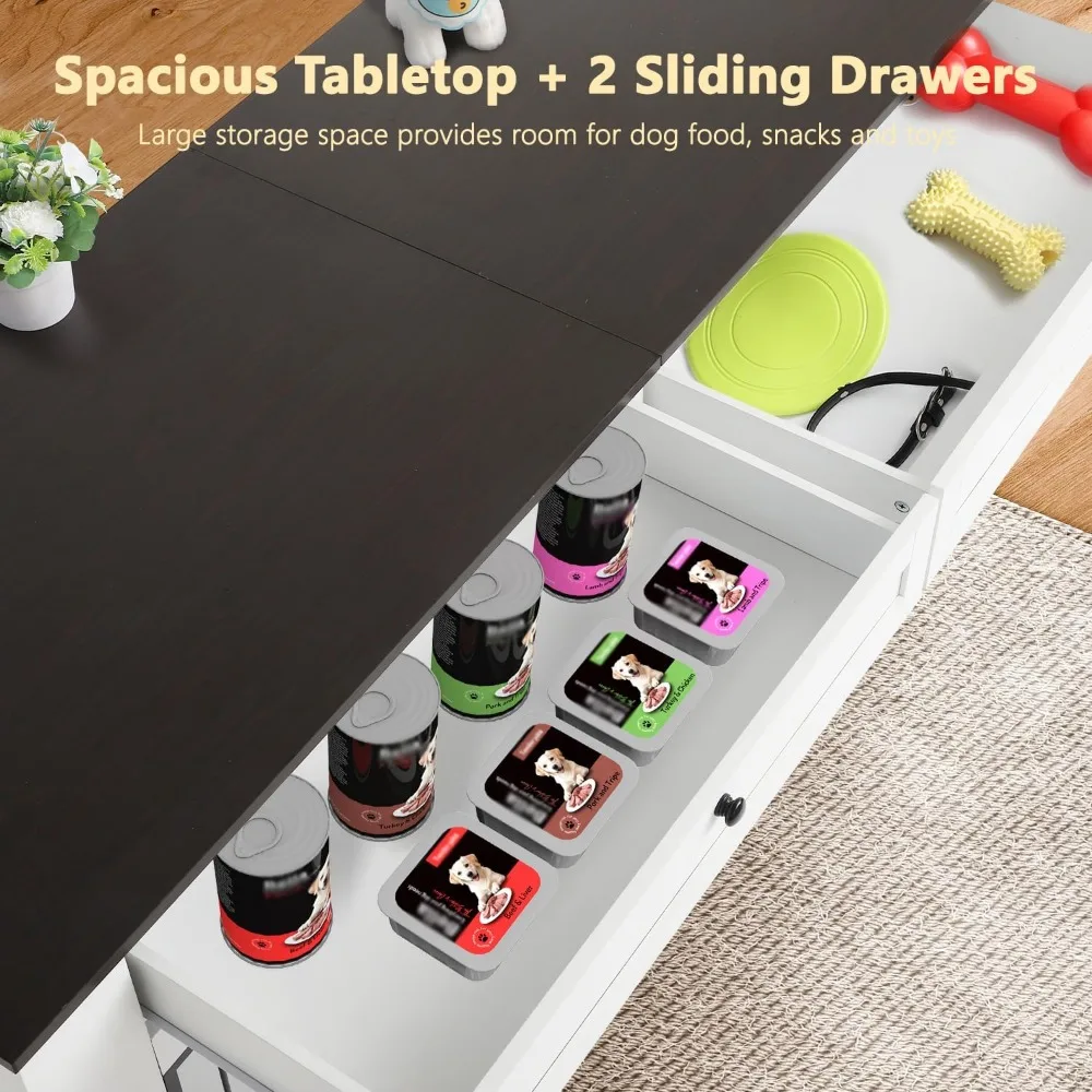 أثاث كبير على شكل قفص للكلاب - قفص كلب عالي التحمل للديكور في الأماكن المغلقة، طاولة نهاية قفص الكلاب الخشبي مع محطة شحن #4